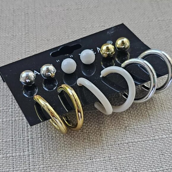 Wash and Wear Women Earrings Set of 6 Earrings White/Silver/Gold Fashion Jewelry - Picture 5 of 8